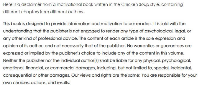 Alicia Dunams eBook disclaimer example