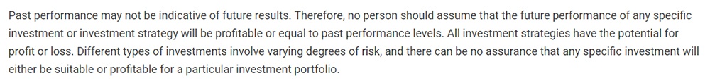 Dan Solin Past Performance disclaimer