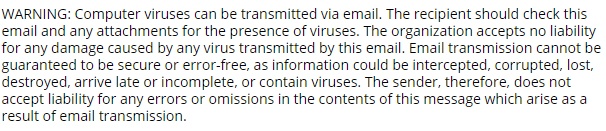 Computer virus email disclaimer example