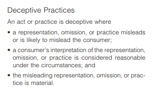 FTC Act Section 5: Definition of Deceptive practices