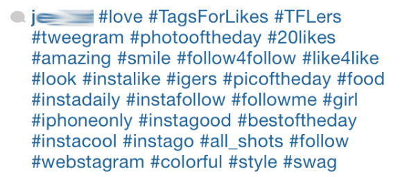 Example of a list of hashtags