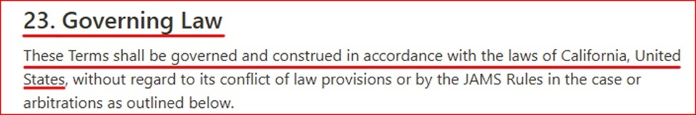 Notion Terms and Conditions governing law clause